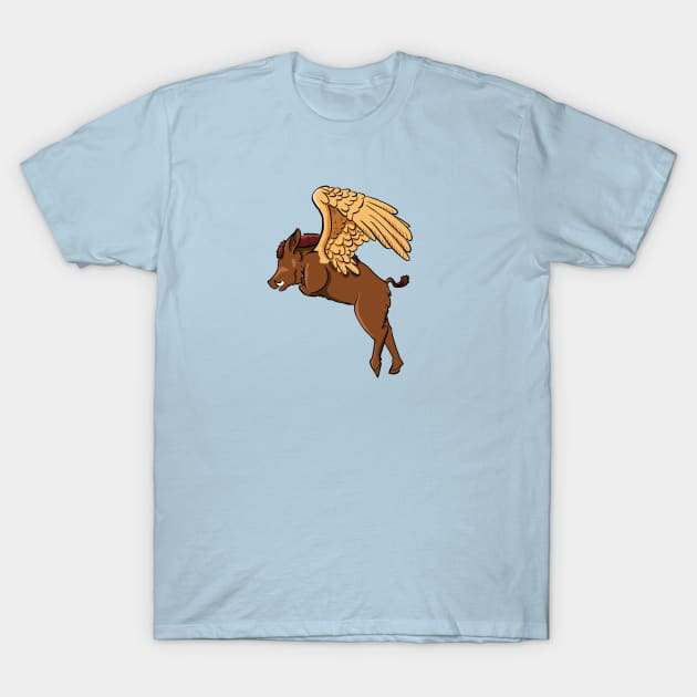 Flying Boar T-Shirt by CloudWalkerDesigns